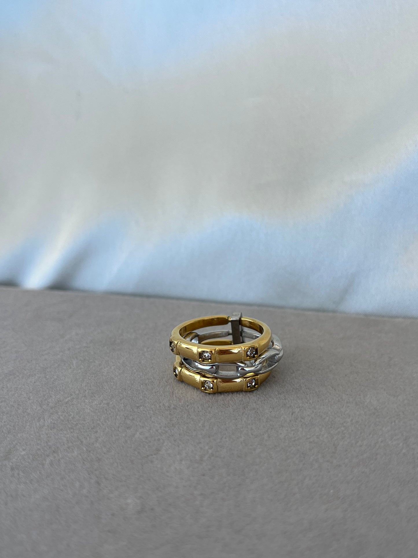 Triple Steel Ring with Zirconia