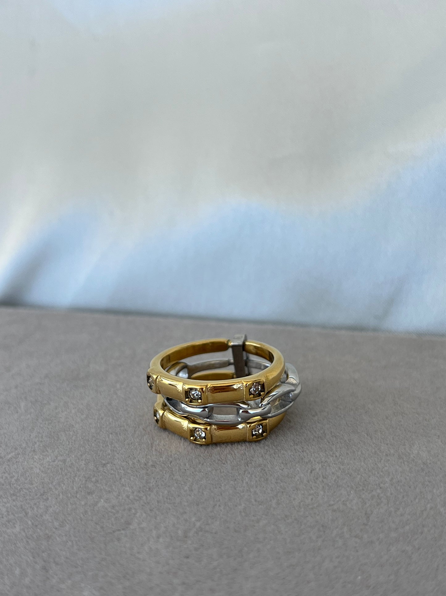 Triple Steel Ring with Zirconia