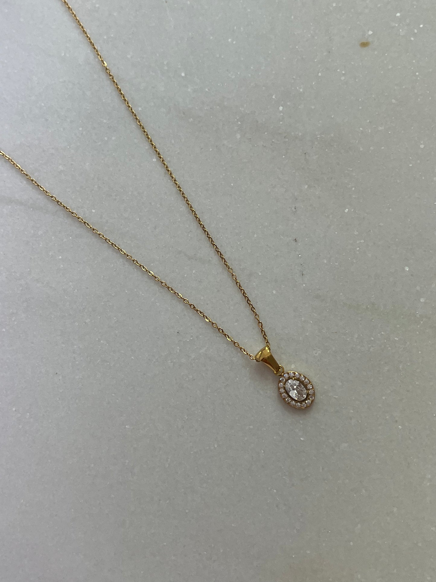 Steel Chain Necklace with Zircon 'Rosetta'