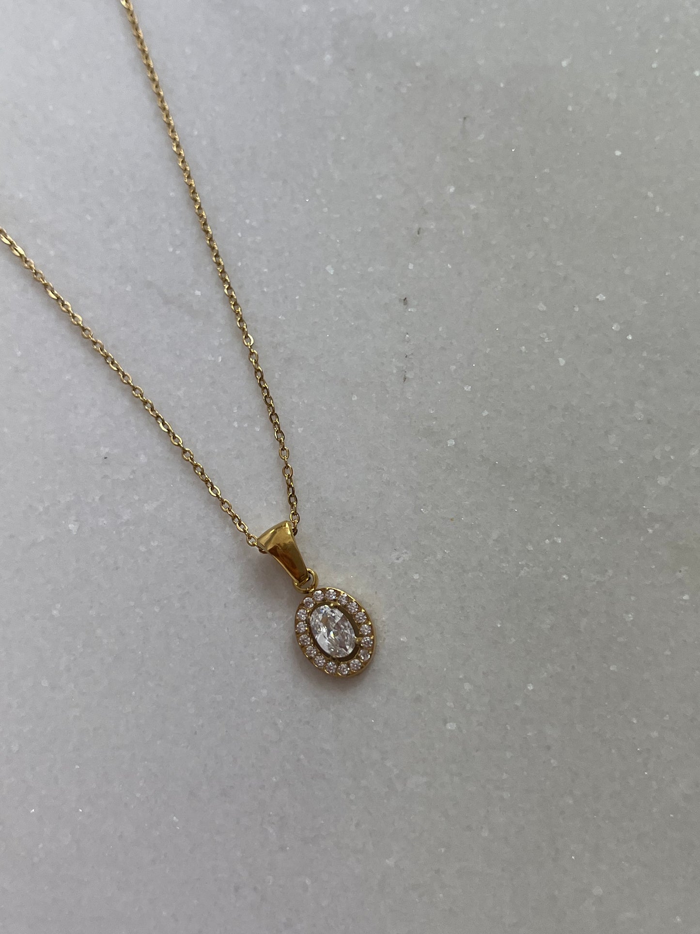 Steel Chain Necklace with Zircon 'Rosetta'