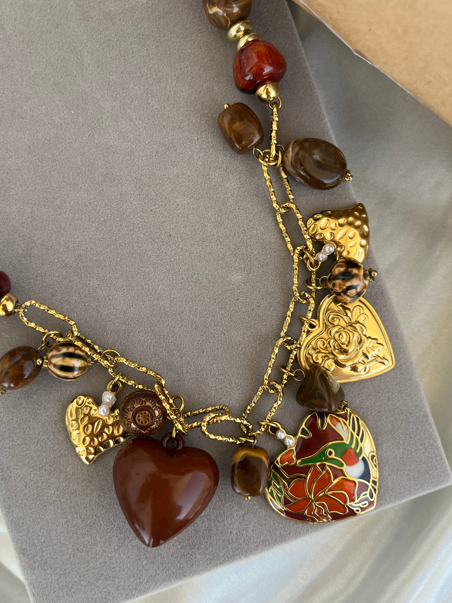 Κολιέ Ατσάλινο Statement με Χάντρες και Charms 'Russell'