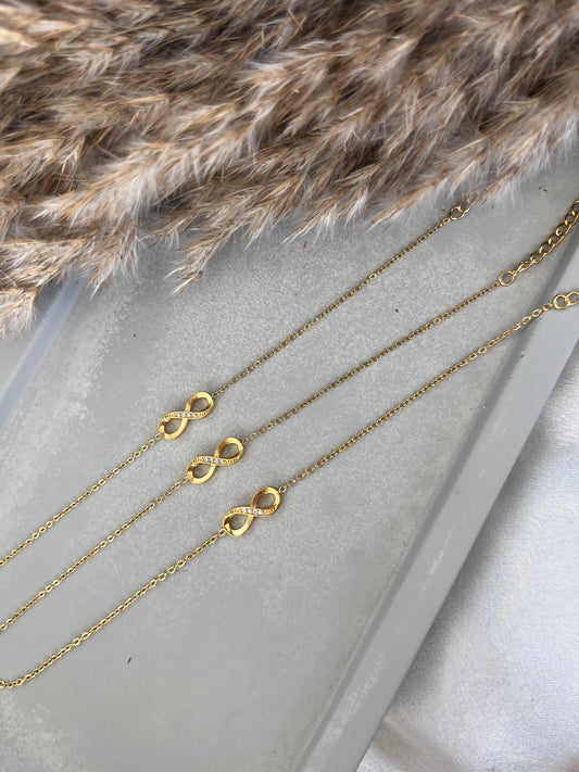 Steel Bracelet 'Infinity' Chain with Zirconia