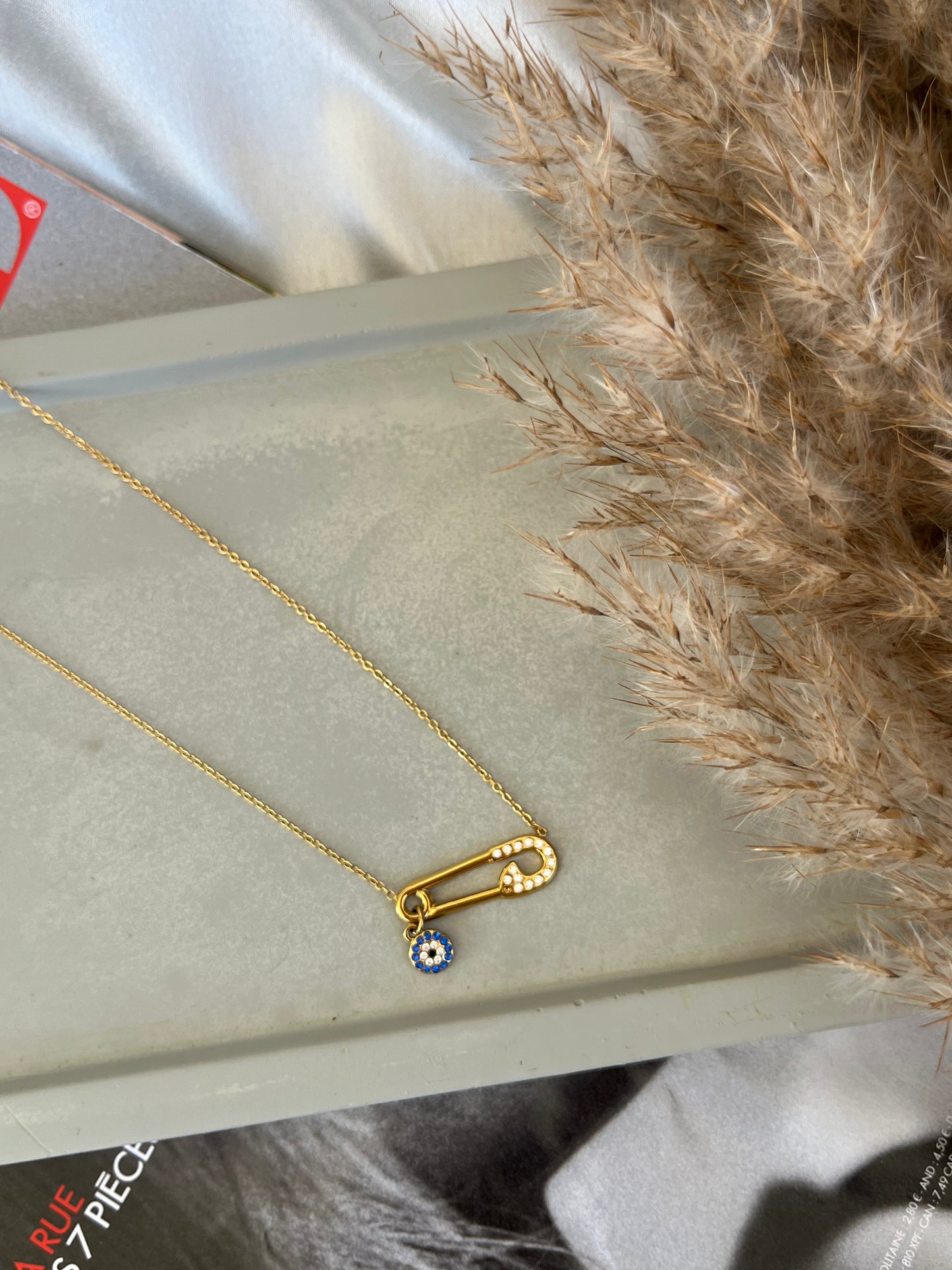 Κολιέ Ατσάλινο με Παραμάνα και Ζιργκόν Ματάκι