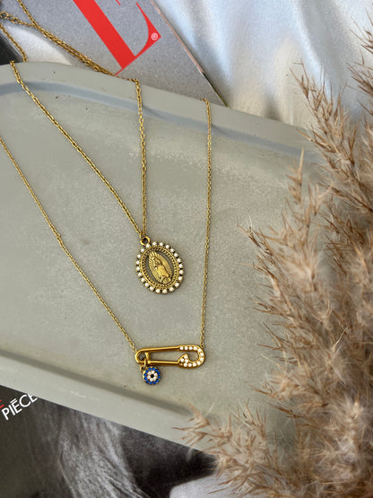 Κολιέ Ατσάλινο με Παραμάνα και Ζιργκόν Ματάκι