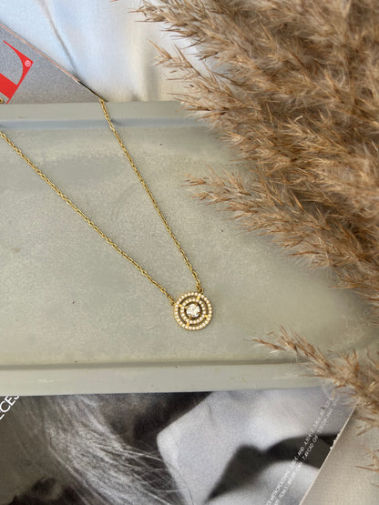 Κολιέ Ατσάλινο Αλυσίδα με Ζιργκόν 'Illusion'