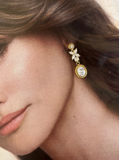 Σκουλαρίκια Ατσάλινα Κρεμαστά με Ζιργκόν 'Stellar Drops'