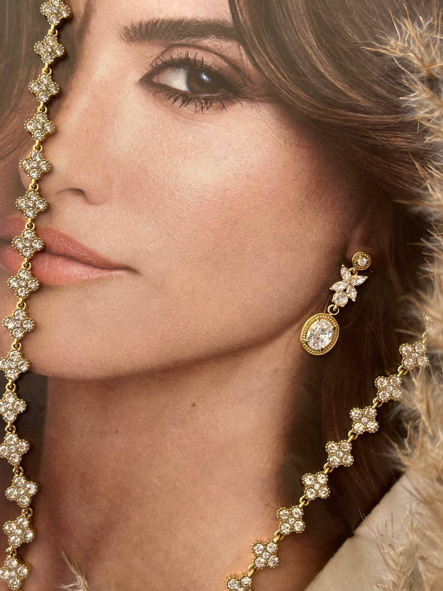 Σκουλαρίκια Ατσάλινα Κρεμαστά με Ζιργκόν 'Stellar Drops'