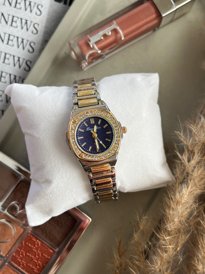 Ρολόι Ατσάλινο με Στρόγγυλο Μπλε Καντράν και Ζιργκόν 'Ayanna'