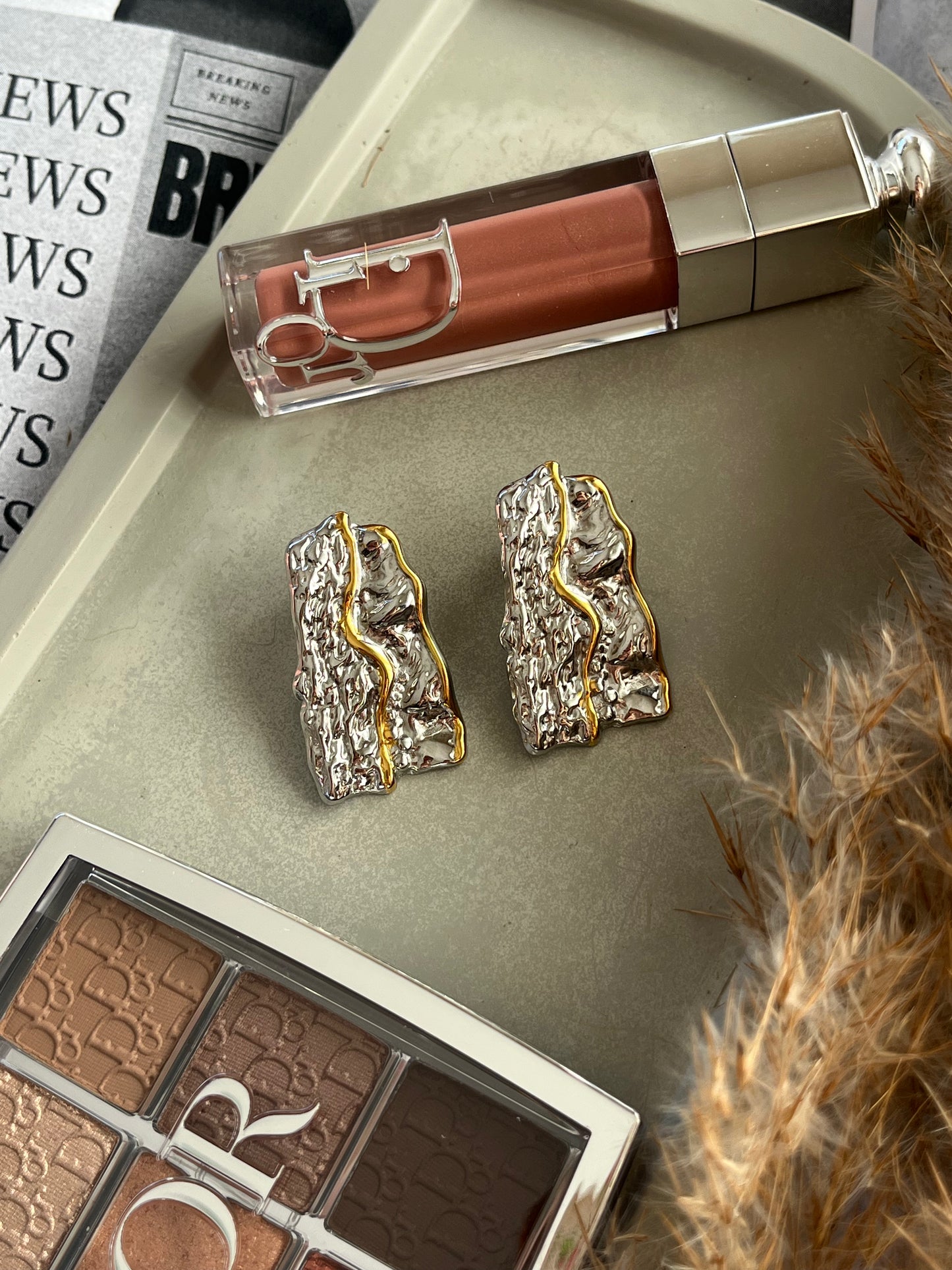 Σκουλαρίκια Ατσάλινα Καρφωτά Ανάγλυφα 'Abstract Cubes'