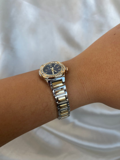 Ρολόι Ατσάλινο με Στρόγγυλο Μπλε Καντράν και Ζιργκόν 'Ayanna'