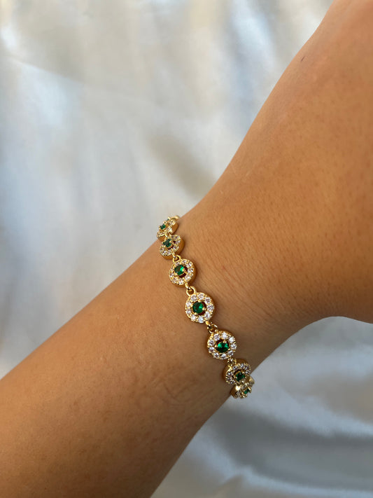 Βραχιόλι Ριβιέρα με Ζιργκόν και Σμαραγδί Πέτρα