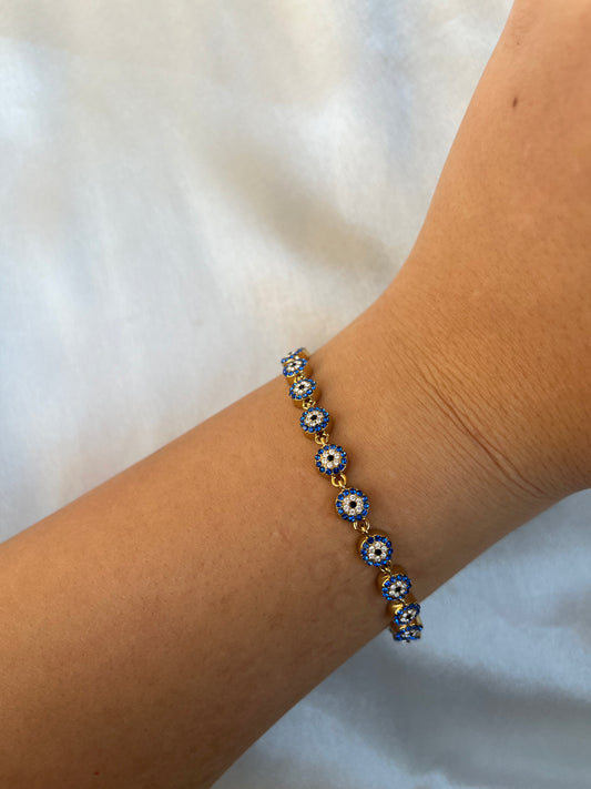 Βραχιόλι Ατσάλινο Ριβιέρα με Ματάκια και Ζιργκόν