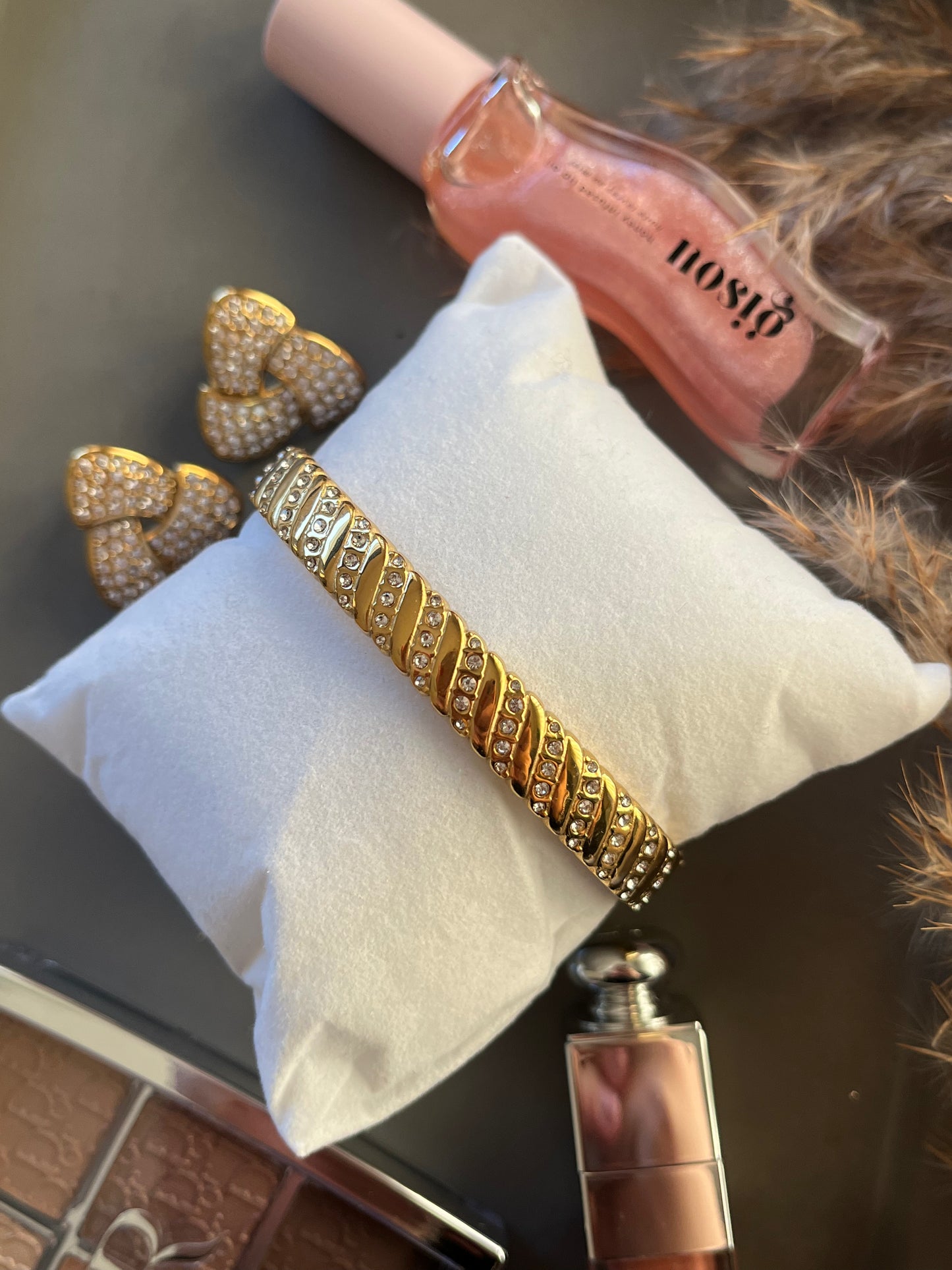 Χειροπέδα Βραχιόλι Ατσάλινη με Ζιργκόν Vintage 'Celia'