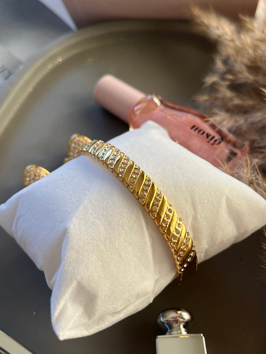 Χειροπέδα Βραχιόλι Ατσάλινη με Ζιργκόν Vintage 'Celia'