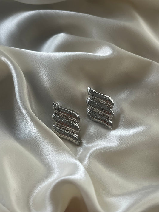 'Glamorous Wave' Steel Stud Earrings