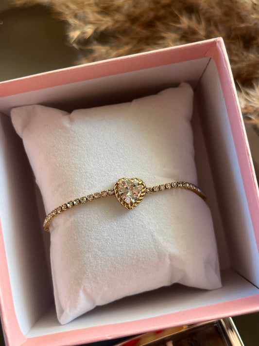 Βραχιόλι Ατσάλινο Ριβιέρα με Καρδιά και Ζιργκόν 'Hearfelt'