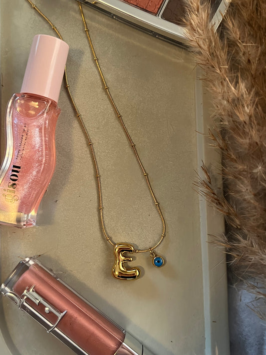 Κολιέ Ατσάλινο Μονόγραμμα Αλυσίδα με Ματάκι 'Lucky Me'