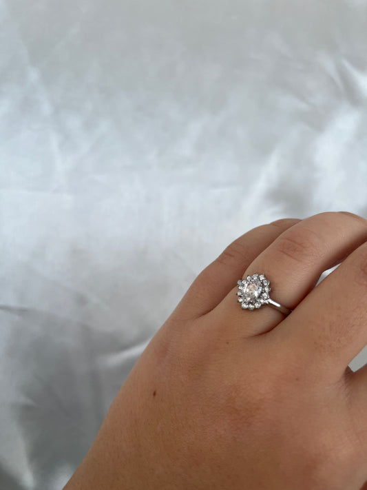 Δαχτυλίδι Ατσάλινο Μονόπετρο Ροζέτα με Ζιργκόν 'Marry Me'