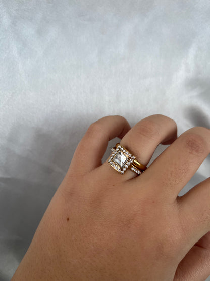 Δαχτυλίδι Ατσάλινο Μονόπετρο-Βέρα με Πέτρα και Ζιργκόν 'Engaged'