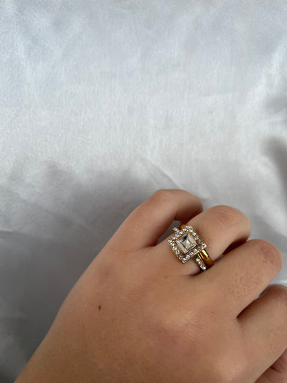 Δαχτυλίδι Ατσάλινο Μονόπετρο-Βέρα με Πέτρα και Ζιργκόν 'Engaged'