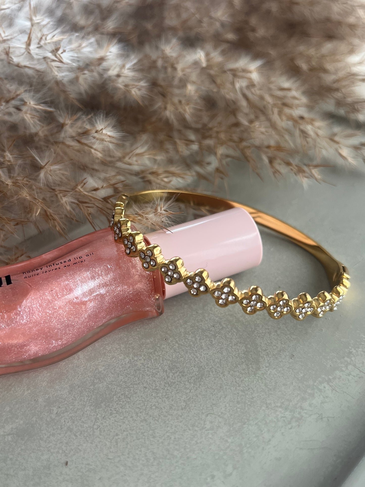 Χειροπέδα Βραχιόλι Ατσάλινο Τριφύλλι με Ζιργκόν 'Roxanne'