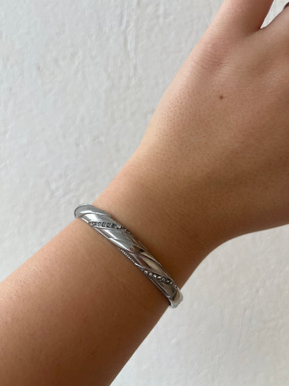 Χειροπέδα Βραχιόλι Ατσάλινο με Κλιπ και Ζιργκόν 'Vintage Chic'