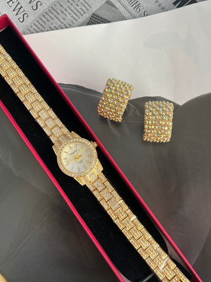 Luxury Ρολόι Ατσάλινο με Στρόγγυλο Καντράν και Ζιργκόν 'Diamond Touch'