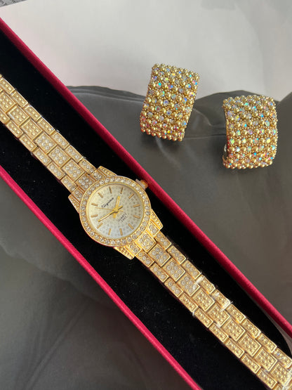 Luxury Ρολόι Ατσάλινο με Στρόγγυλο Καντράν και Ζιργκόν 'Diamond Touch'