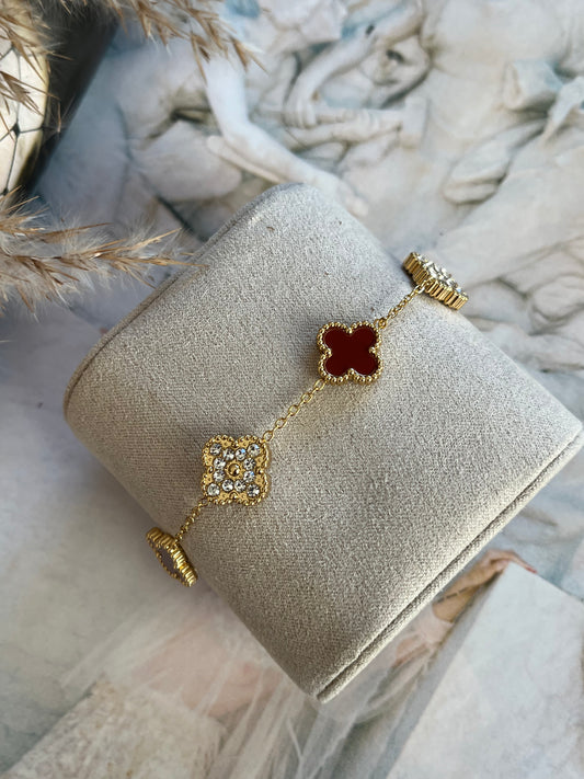 Βραχιόλι Ατσάλινο Αλυσίδα με Ζιργκόν Τριφύλλι 'Petal Glow'