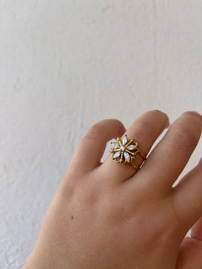 Δαχτυλίδι Ατσάλινο 'Anti-stress' με Ζιργκόν 'Floral Grace'