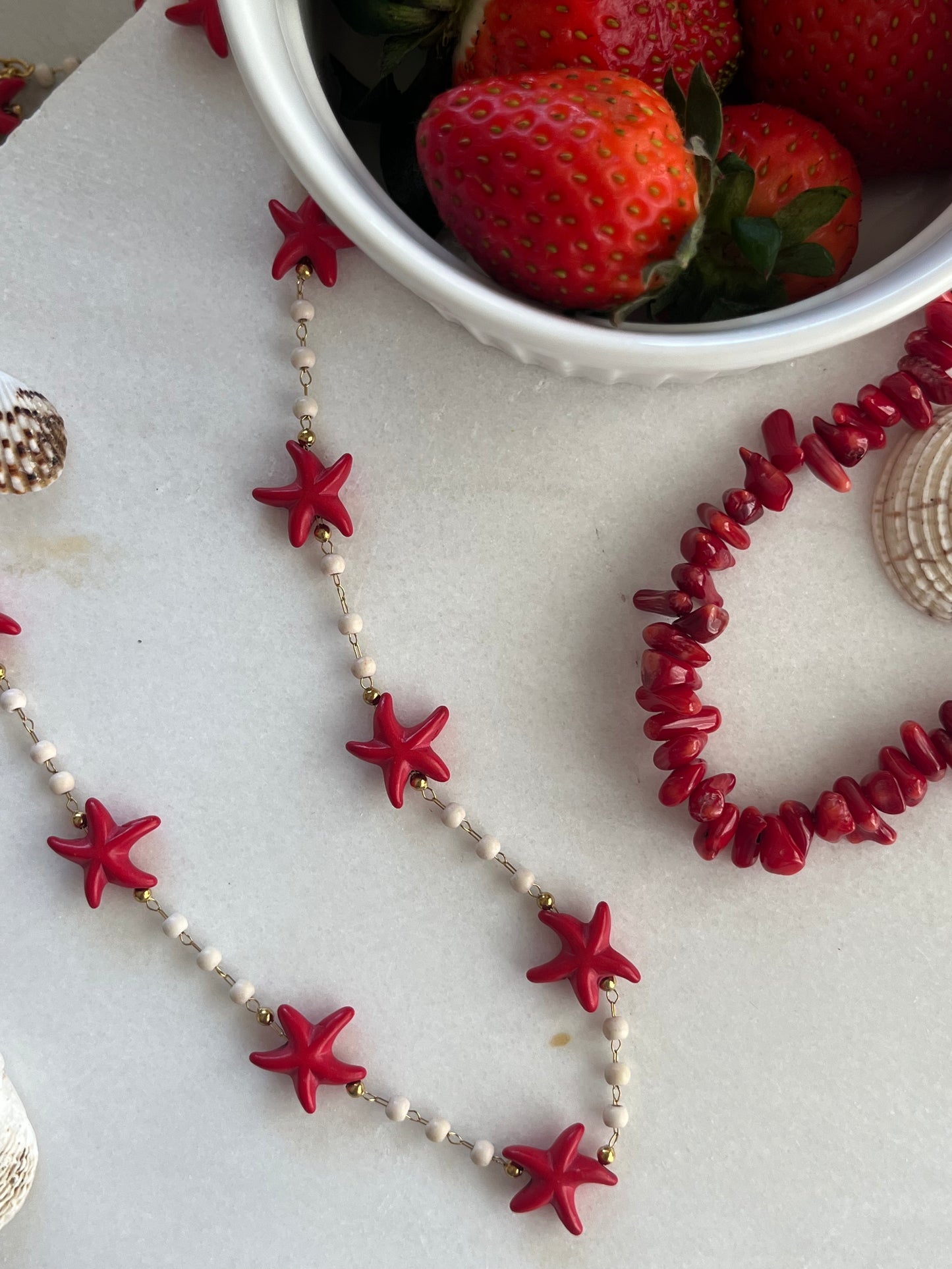 Handmade Steel Necklace with Beads and Sea Elements 'Chios'