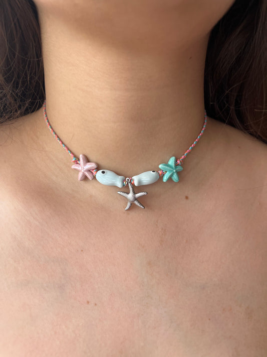 Κολιέ Χειροποίητο Ατσάλινο Choker με Κλωστή 'Crete'