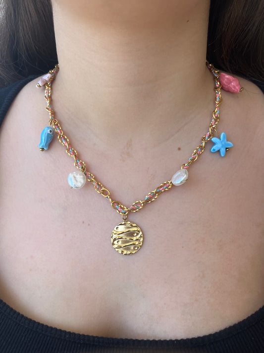 Charms Sirene – Χειροποίητο Ατσάλινο Κολιέ με Ημιπολύτιμες Πέτρες