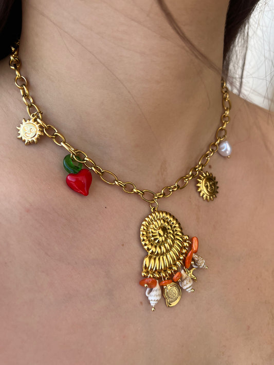 Charms Ithaki – Χειροποίητο Ατσάλινο Κολιέ με Θαλασσινά Charms