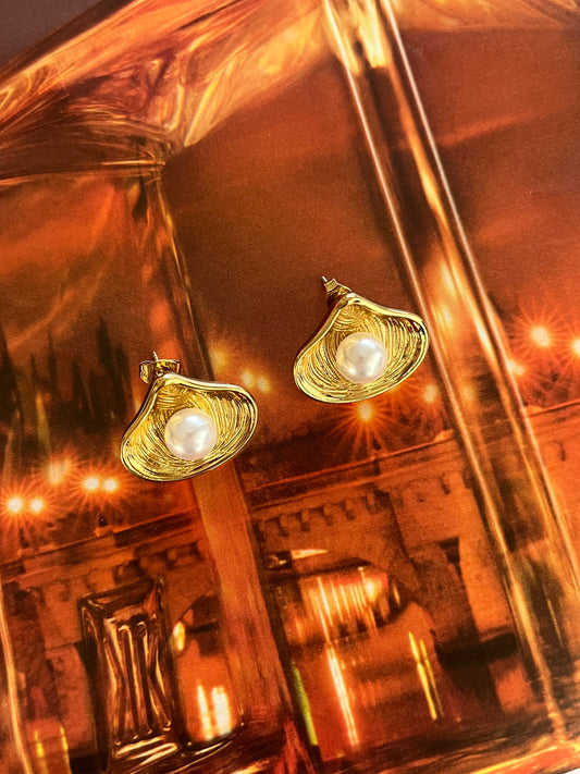 Σκουλαρίκια Καρφωτά Ατσάλινα 'Pearl Duo'