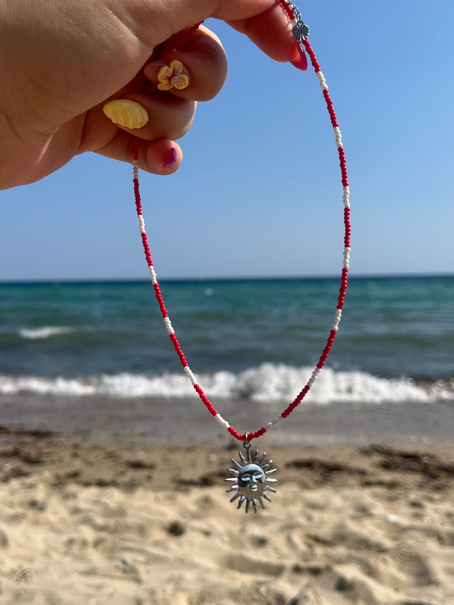 Κολιέ Χειροποίητο Ατσάλινο με Χάντρες 'Sunlee'