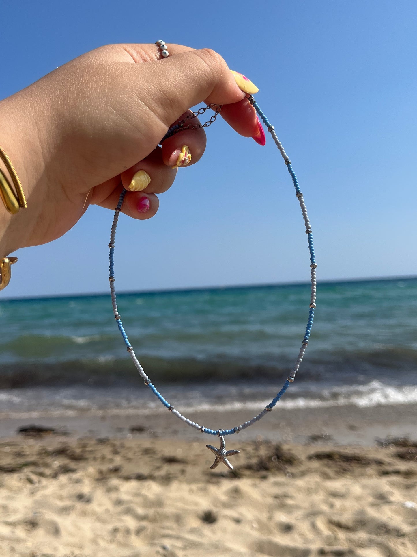 Κολιέ Χειροποίητο Ατσάλινο με Χάντρες 'Caprina'