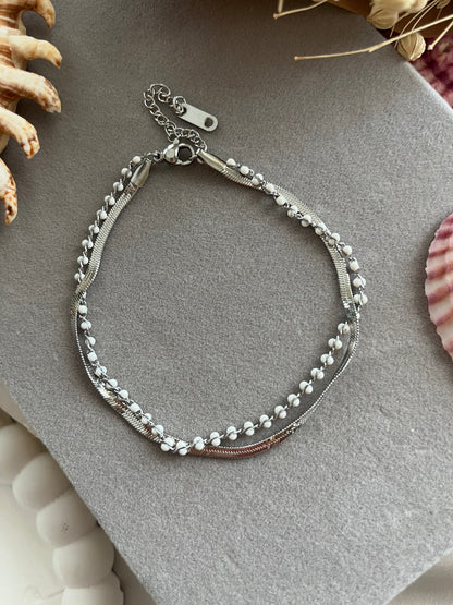 Διπλή Αλυσίδα Ποδιού Ατσάλινη Snake Chain 'Afro'