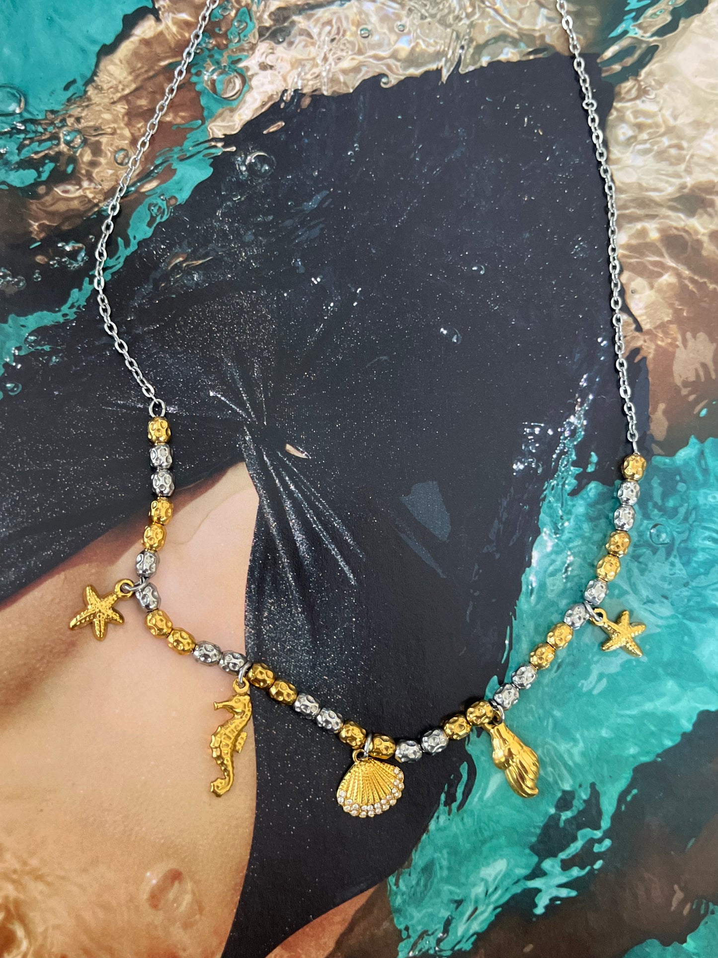 Κολιέ Ατσάλινο Αλυσίδα με Charms 'Sea Born'