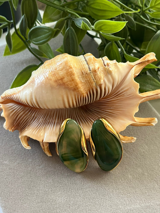 Σκουλαρίκια Ατσάλινα Καρφωτά 'Almond Pistachio'