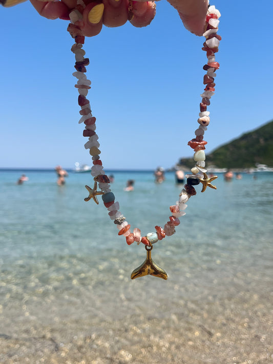 Maldives – Χειροποίητο Ατσάλινο Κολιέ με Καλοκαιρινά Charms &Χάντρες