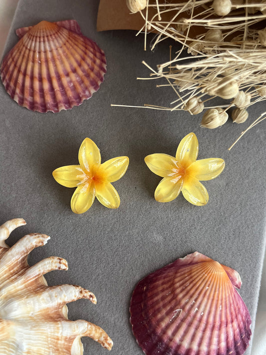 Σκουλαρίκια Ατσάλινα Καρφωτά Λουλούδι 'Hawaian Flower'