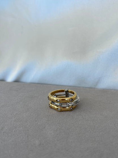 Triple Steel Ring with Zirconia