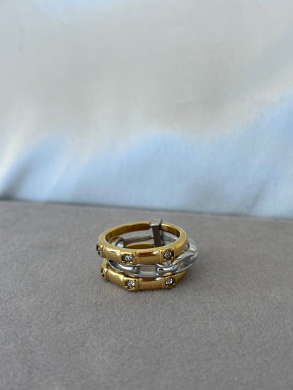 Triple Steel Ring with Zirconia