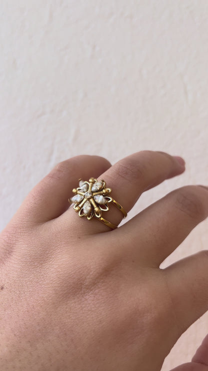 Δαχτυλίδι Ατσάλινο 'Anti-stress' με Ζιργκόν 'Floral Grace'